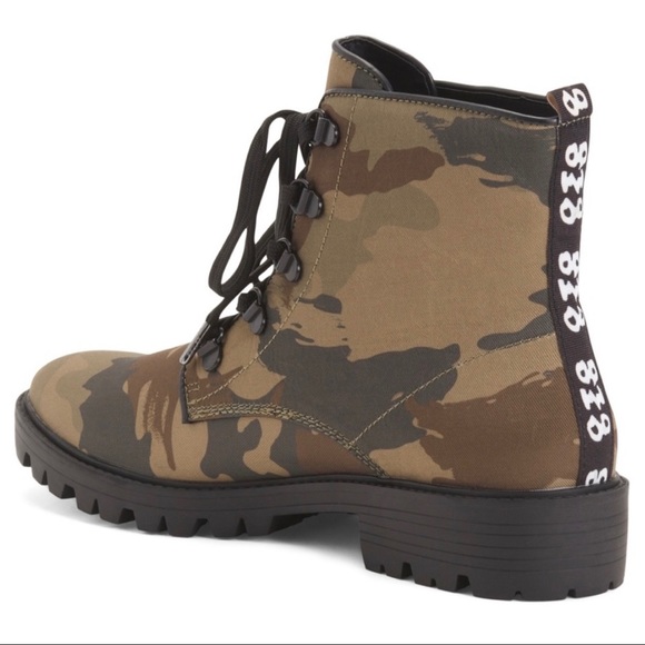 KENDALL + KYLIE EPIC BOOTIE OLIVE CAMO COMBAT TWILL BOOTS Size 6 - Picture 5 of 7
